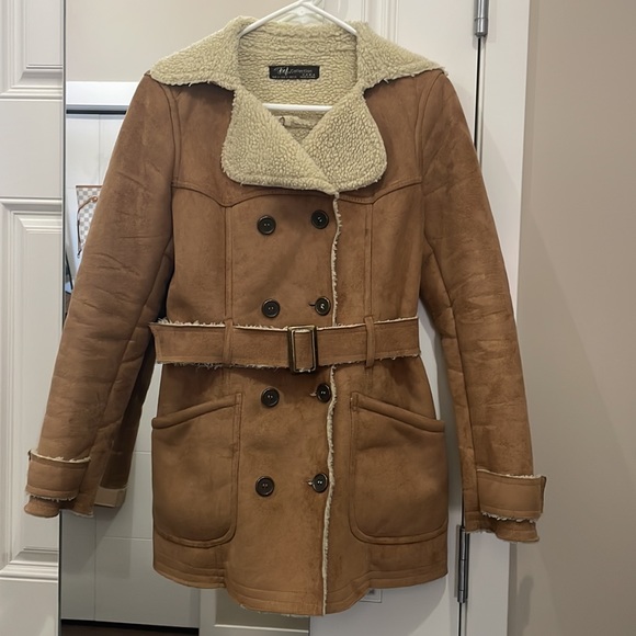 Zara Teddy Coat with suede - Picture 1 of 5
